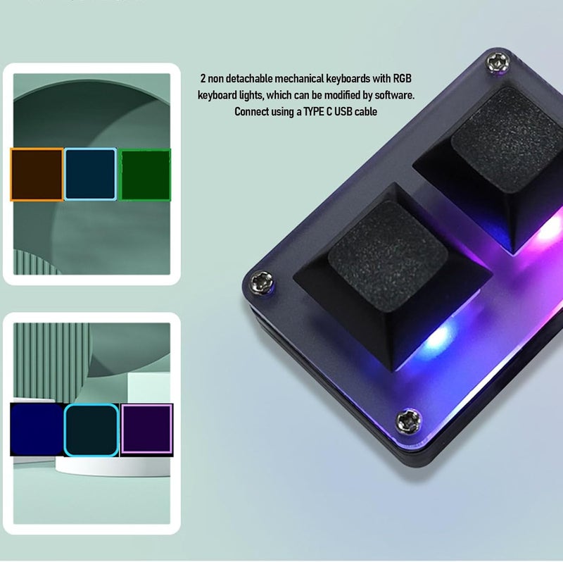Eujgoov Copy Paste 2 Key Keyboard Wired Mini Smart RGB Backlit USB Keypad Multi Function Shortcut Key - Image 4