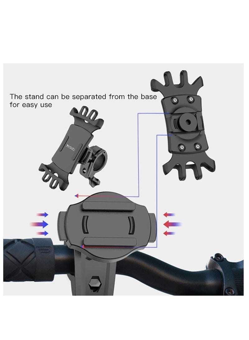 Yesido C66 Bike Bicycle Motorcycle Mobile Phone Holder Mount Universal 360 Degree Adjustable Rotation Compatible With Iphone 12 Mini/12/12 Pro, Samsung Galaxy S21/20 Or Note, Huawei And More - Image 2
