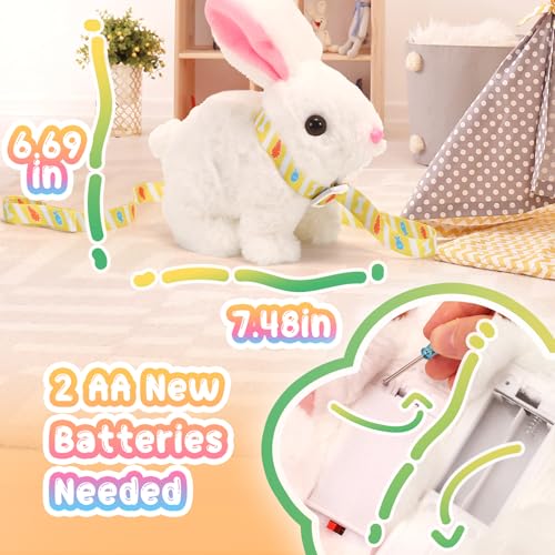 Tagitary Easter Plush Bunny Toys Electronic Toy with SoundsWiggling EarsTwitching Mouth and Nose Interactive Rabbit Toy for Kids with LeashEaster Basket Stuffers Birthday Gift for Toddlers - Image 5