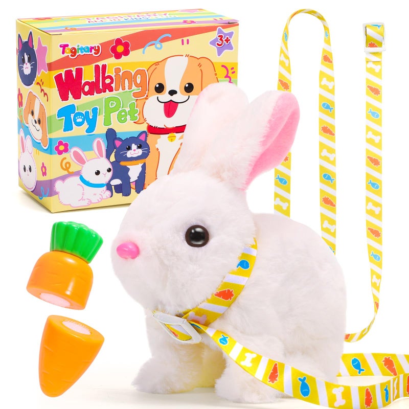 Tagitary Easter Plush Bunny Toys Electronic Toy with SoundsWiggling EarsTwitching Mouth and Nose Interactive Rabbit Toy for Kids with LeashEaster Basket Stuffers Birthday Gift for Toddlers - Image 3