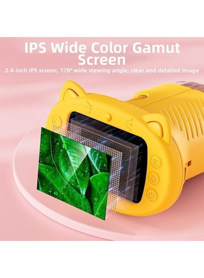 Kids Digital Microscope Yellow 2 4 Inch IPS Display 1000X Magnification 1080P HD Lens - Image 4
