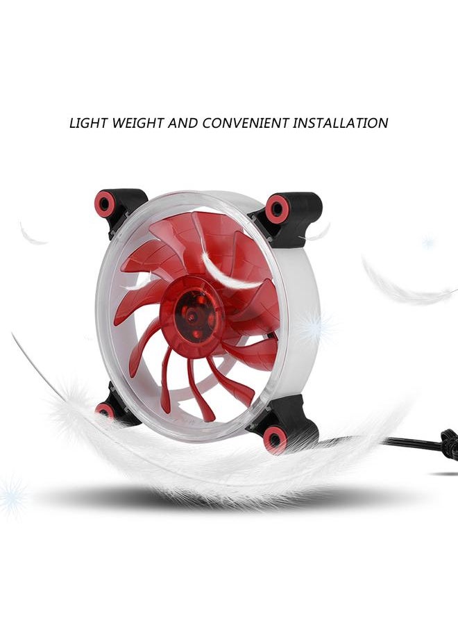 Thoraya FAN L18 12V DC 120mm LED Case Fan Large 4PIN & Small 3PIN Interface Cooling Fan (Red)  - Image 2