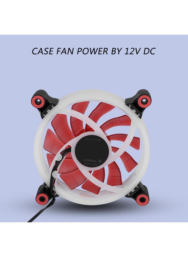 Thoraya FAN L18 12V DC 120mm LED Case Fan Large 4PIN & Small 3PIN Interface Cooling Fan (Red)  - Image 3