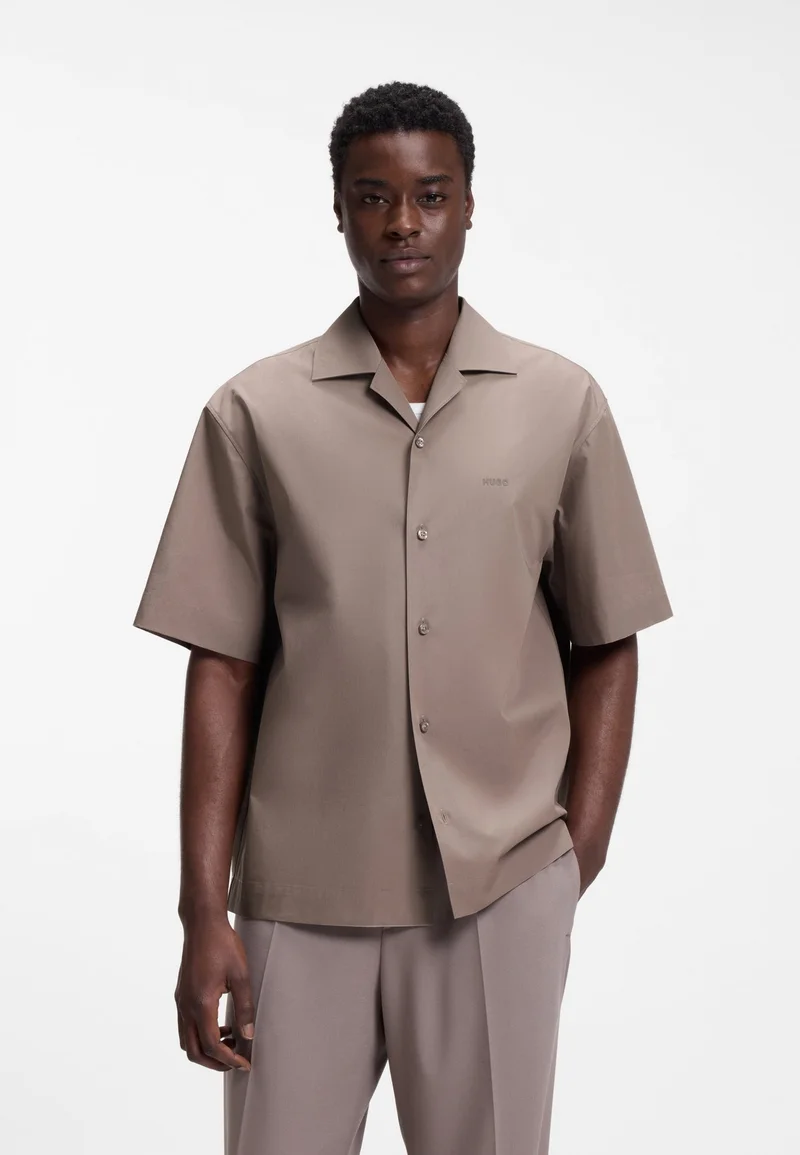 HUGO Oversized-fit shirt in paper-touch cotton