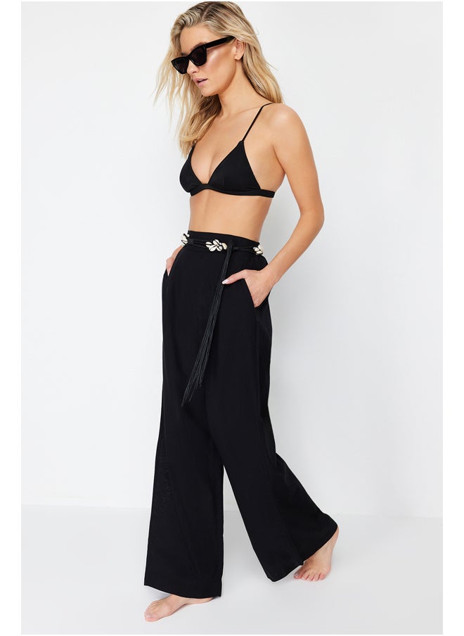 trendyol Black Woven 100% Cotton Trousers TBESS24PL00002  - Image 3