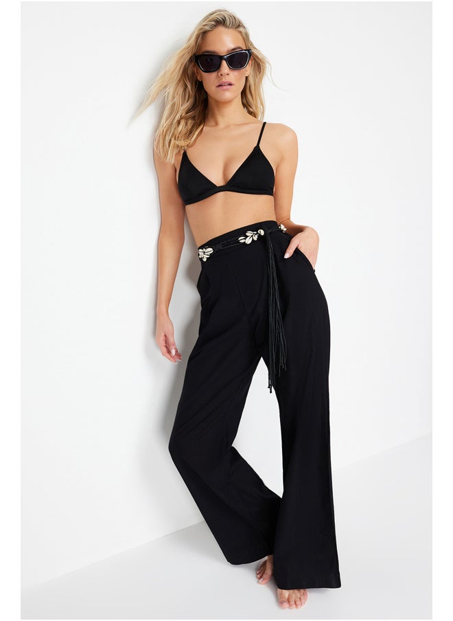 trendyol Black Woven 100% Cotton Trousers TBESS24PL00002  - Image 4