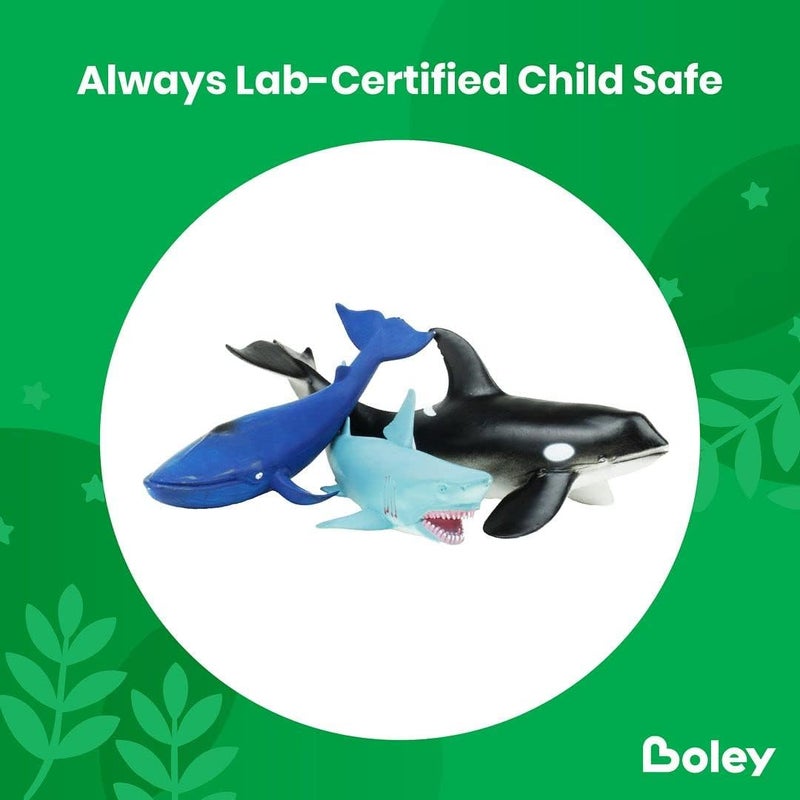 Boley Great Sea Creatures 8Pack 710 Soft Plastic Ocean Animal Figurines Realistic Shark Whale Dolphin Toys Educational Sensory Playset for Kids Party Favors Classroom Supplies - Image 4