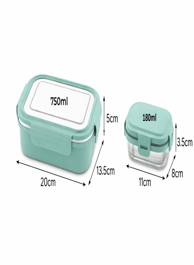 sunlife - Classy Stainless Steel Insulated Lunch Box with Extra 180ml Container | Leakproof | 4 Side Lock | BPA Free | Food Storage for School & Office (Green) - Image 2