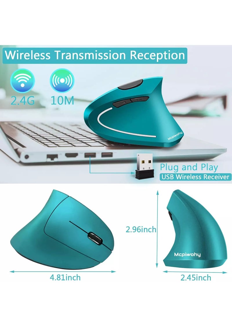 Mcpiwohy - Mcpiwohy Vertical Wireless Rechargeable Mouse, Optical Sensor 2400 DPI, Silent Clicks - Image 1