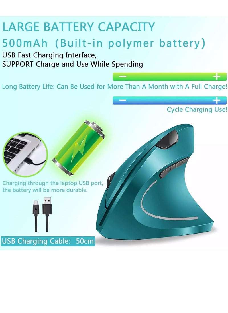 Mcpiwohy - Mcpiwohy Vertical Wireless Rechargeable Mouse, Optical Sensor 2400 DPI, Silent Clicks - Image 1