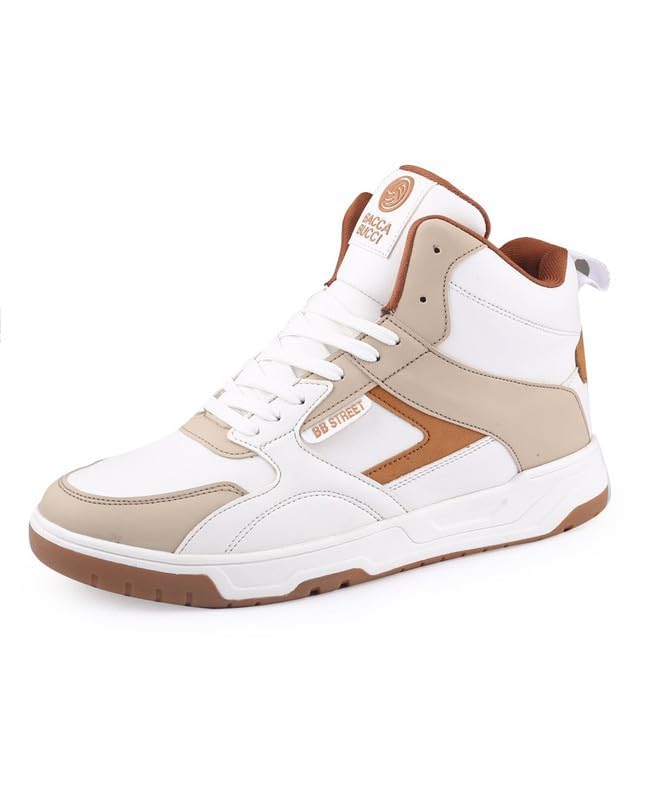 Bacca Bucci Mens Cappuccino Skystompers: Retro High-Top Charm With Modern Comfort Tech- White, Size Uk9 - Image 1