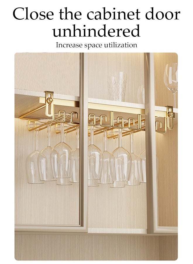 DUNISO Hanging Cup Rack Metal Wall Mounted Wine Cup Rack Compound metal Under Cabinet Wine Rack Glass Holder Hanging Hanger Stemware Holder for Bar Kitchen - Image 2