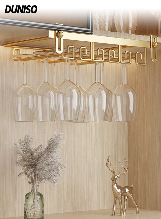 DUNISO Hanging Cup Rack Metal Wall Mounted Wine Cup Rack Compound metal Under Cabinet Wine Rack Glass Holder Hanging Hanger Stemware Holder for Bar Kitchen - Image 1