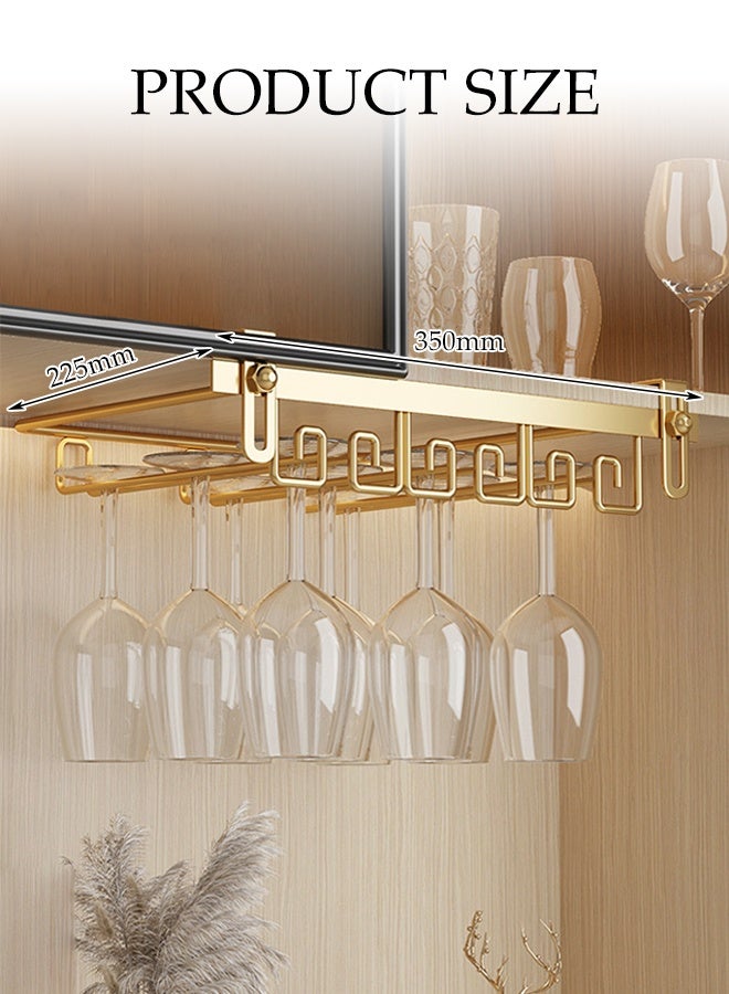 DUNISO Hanging Cup Rack Metal Wall Mounted Wine Cup Rack Compound metal Under Cabinet Wine Rack Glass Holder Hanging Hanger Stemware Holder for Bar Kitchen - Image 4