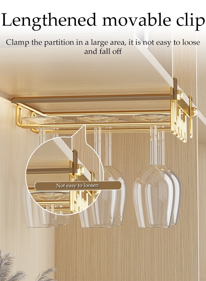 DUNISO Hanging Cup Rack Metal Wall Mounted Wine Cup Rack Compound metal Under Cabinet Wine Rack Glass Holder Hanging Hanger Stemware Holder for Bar Kitchen - Image 5