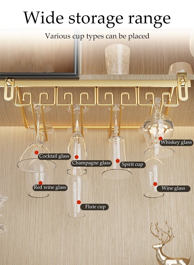 DUNISO Hanging Cup Rack Metal Wall Mounted Wine Cup Rack Compound metal Under Cabinet Wine Rack Glass Holder Hanging Hanger Stemware Holder for Bar Kitchen - Image 3