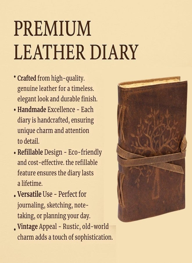 Bless International Bless-International Vintage-Rustic-Leather-Bound-Journal-Spell-Book 8"X6"-200-Pages-Handmade-Paper-Diary Writing-Drawing-Sketchbook-Travel Daily-Notepad-For-Men-And-Women (Tree Of Life In Rough Brown) - Image 4