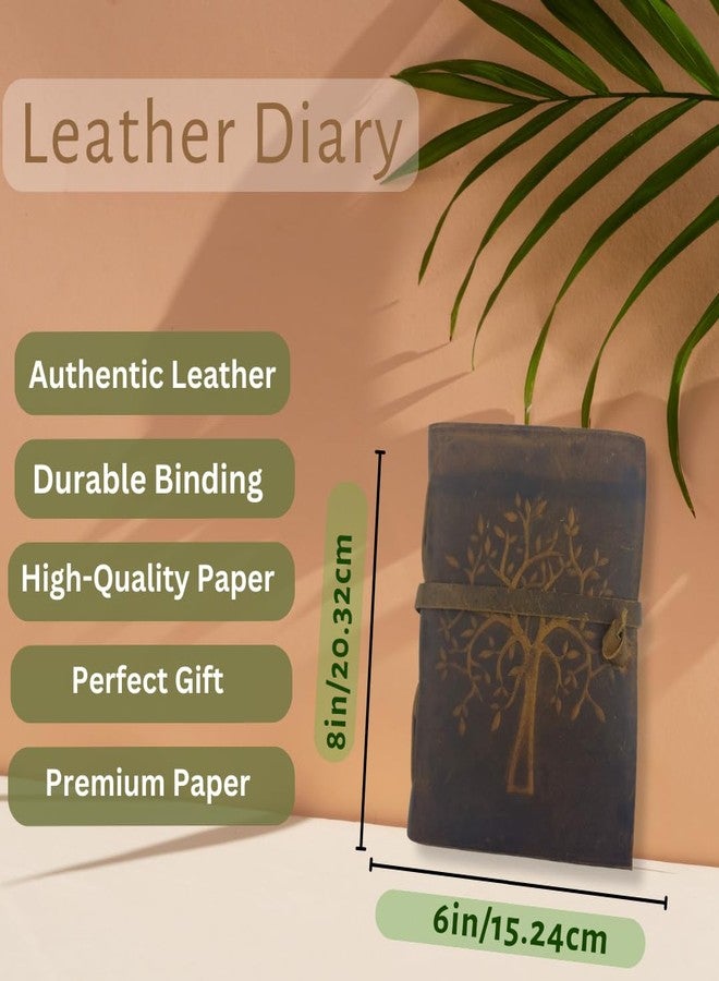 Bless International Bless-International Vintage-Rustic-Leather-Bound-Journal-Spell-Book 8"X6"-200-Pages-Handmade-Paper-Diary Writing-Drawing-Sketchbook-Travel Daily-Notepad-For-Men-And-Women (Tree Of Life In Rough Brown) - Image 3