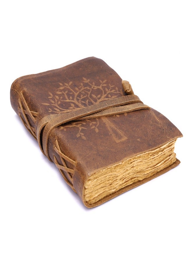 Bless International Bless-International Vintage-Rustic-Leather-Bound-Journal-Spell-Book 8"X6"-200-Pages-Handmade-Paper-Diary Writing-Drawing-Sketchbook-Travel Daily-Notepad-For-Men-And-Women (Tree Of Life In Rough Brown) - Image 1