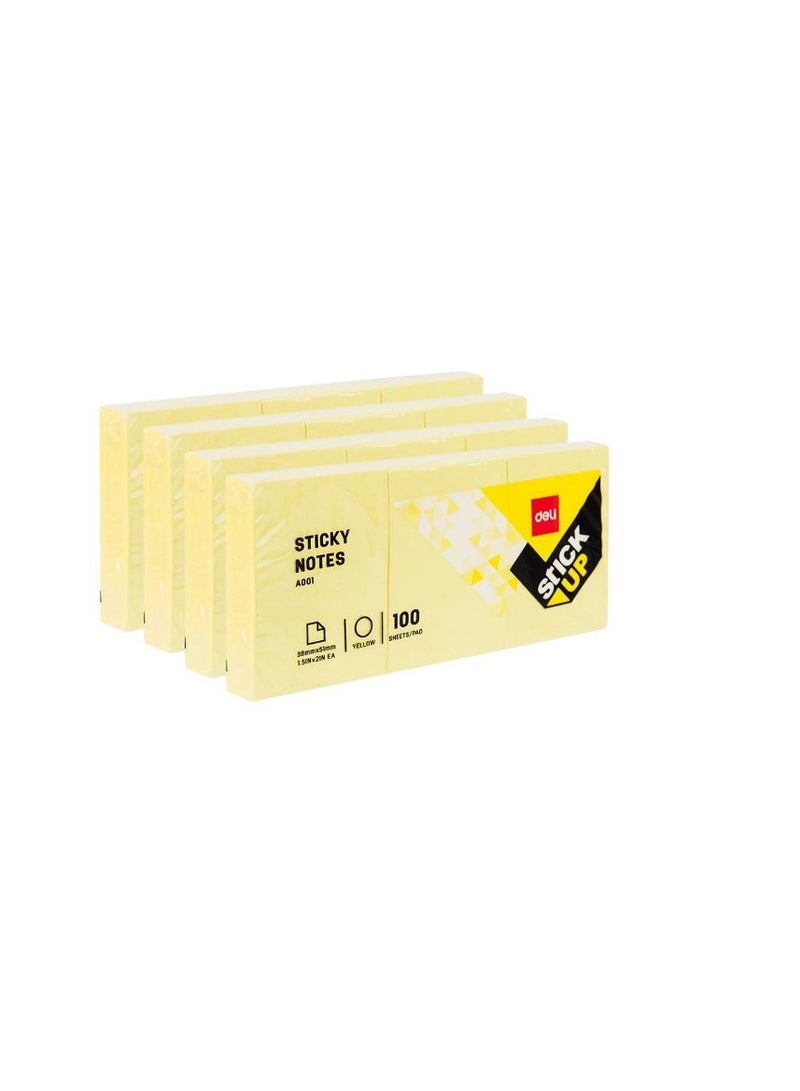 DELI STICKY NOTES 12 PIECE 38MMX51MM A00153 YELLOW 100 SHEETS/PAD - Image 1
