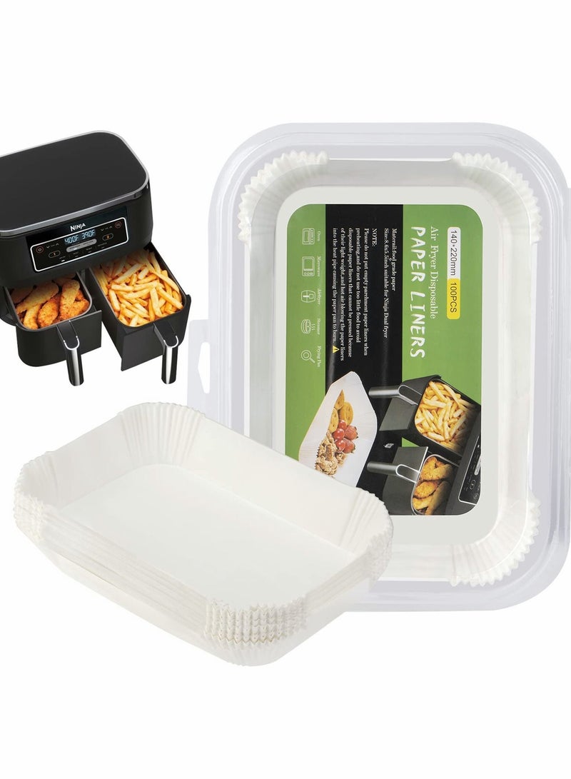 Y&D Air Fryer Disposable Paper Liner For Ninja Dual 100PCS Non-Stick Liners Rectangle 10x 7 fryer Parchment DZ201 Foodi Dual Accessories Baking - Image 1