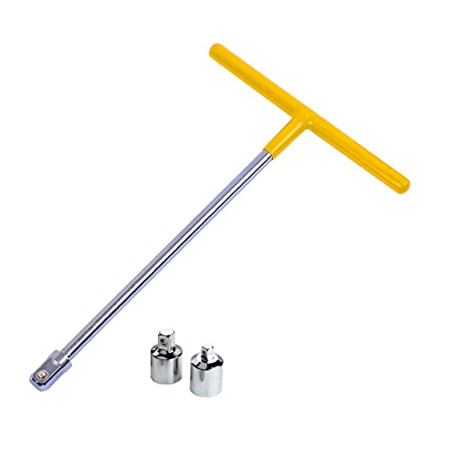 PANSHIYON T Handle Wrench,1/2-Inch Drive T Handle Socket Driver with 1/4” and 3/8” Adaptors,Yellow - Image 3