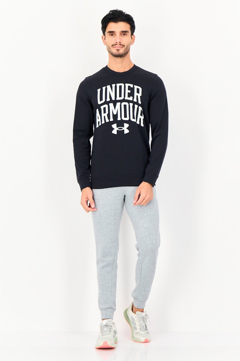 UNDER ARMOUR سويت شيرت خارجي طويل الأكمام فضفاض للرجال، أسود - Image 4