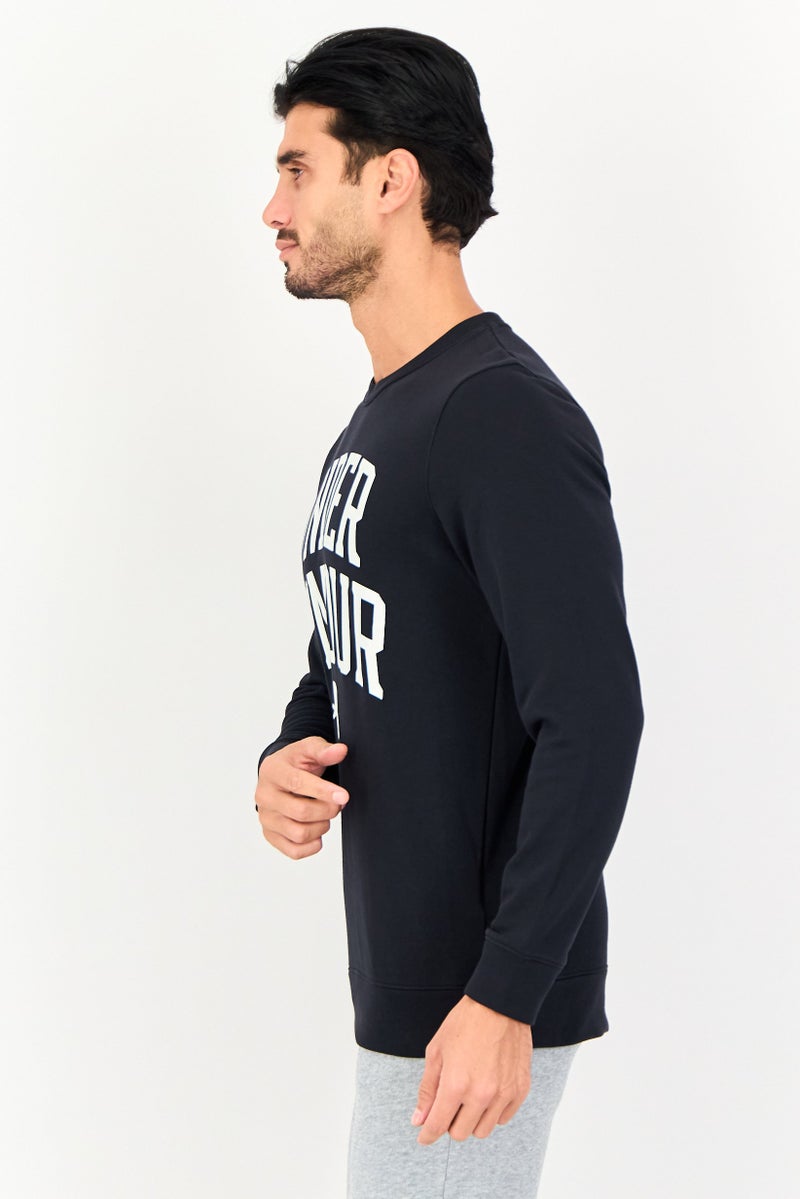 UNDER ARMOUR سويت شيرت خارجي طويل الأكمام فضفاض للرجال، أسود - Image 3