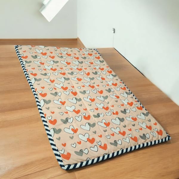 Fabrify 100% Cotton Newborn Baby Godadi | Baby Bed | Mattress | Rilka | Godari | Crib Sheet (0-6 Months, Multi Color)(70x50 CM, Orange) - Image 3