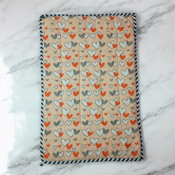 Fabrify 100% Cotton Newborn Baby Godadi | Baby Bed | Mattress | Rilka | Godari | Crib Sheet (0-6 Months, Multi Color)(70x50 CM, Orange) - Image 1