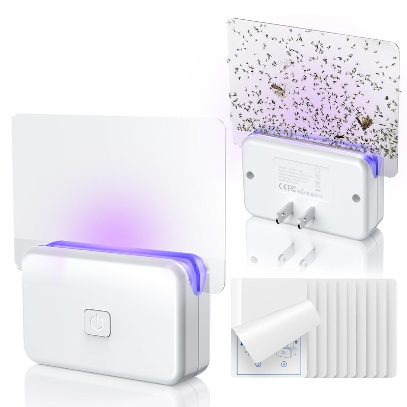 LFSYS 2 Pcs Fruit Fly Traps for Indoors (2 Device+10 Refills) Plug in UV Light Fly Trap for Gnats, Fruit Flies, Flying Insects Sleek Design Indoor Safe - Image 1