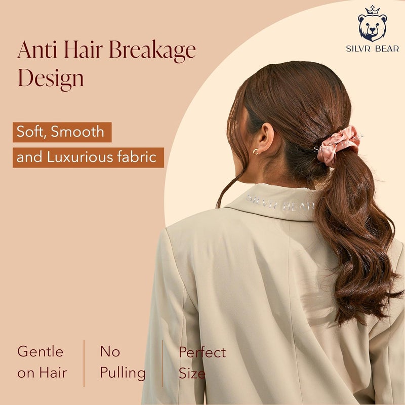 Silvr Bear Luxury Satin Scrunchies Set for Women, Girls | Anti-Hair-Breakage Hair Ties - Image 5