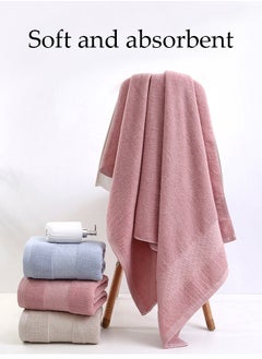 DUNISO Pure Cotton Bath Towel With Weave Pattern,Beach Towel,Strong Absorbent And Breathable Bath Towel，For Household,70*140cm，Pink  - Image 4