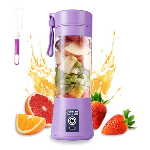 Portable Blender CupElectric USB Juicer BlenderPortable Juicer For Shakes and Smoothies juice380ml Six Blades Great for Mixinglight purple