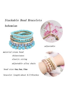 SYOSI Bohemian Bead Bracelets Multilayer Stackable Bracelet Set Shiny Stones Fashion Hand Accessories Gift for Birthday Wedding Anniversary Day Mother's Day 4 Sets  - Image 2
