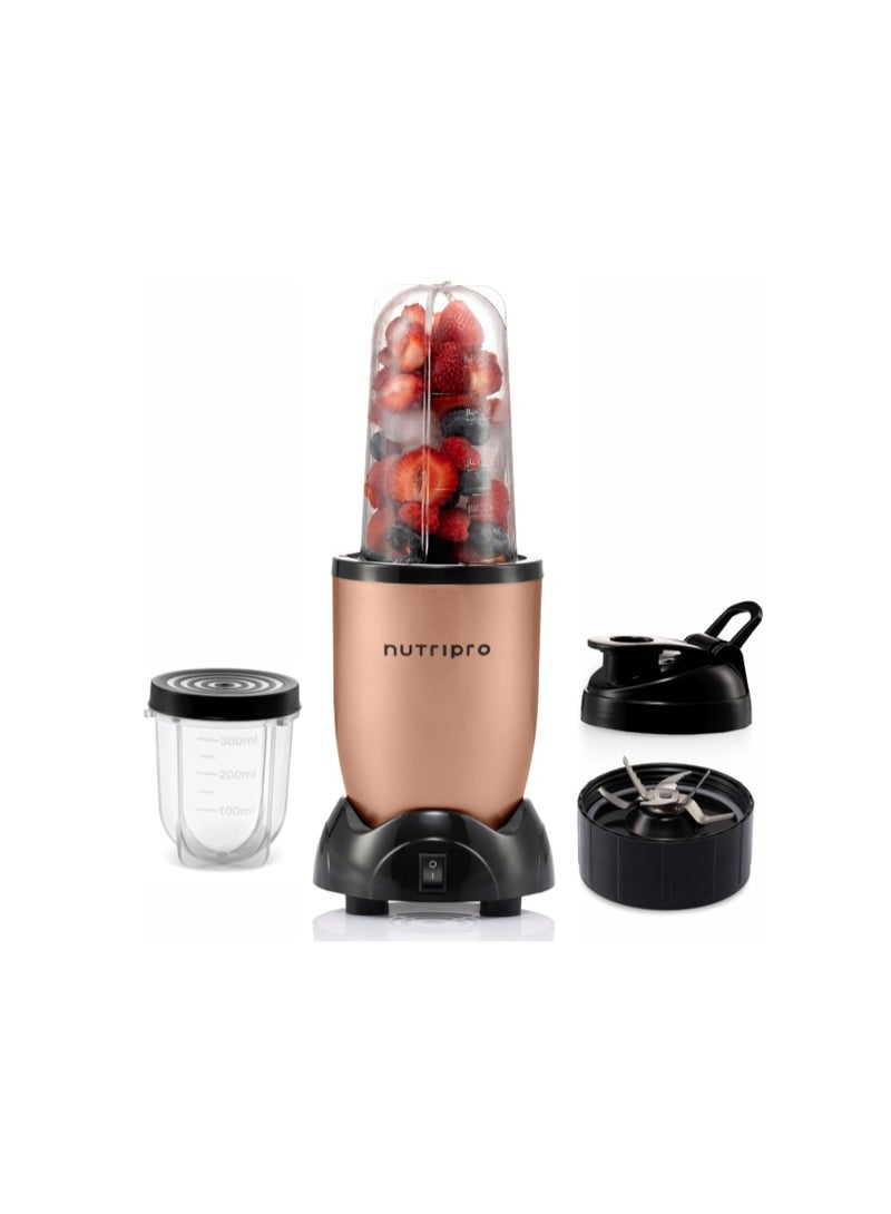 nutripro خلاط نوتري برو 500 واط | عصارة ومطحنة وجهاز صنع العصائر (ذهبي، عبوتان) – ضمان لمدة عام - Image 1