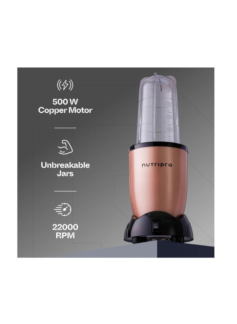 nutripro خلاط نوتري برو 500 واط | عصارة ومطحنة وجهاز صنع العصائر (ذهبي، عبوتان) – ضمان لمدة عام - Image 3