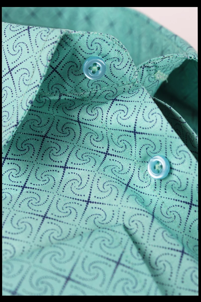 Varetta Men's Green Long Sleeve Digital Printed Classic Cut Shirt with Pocket