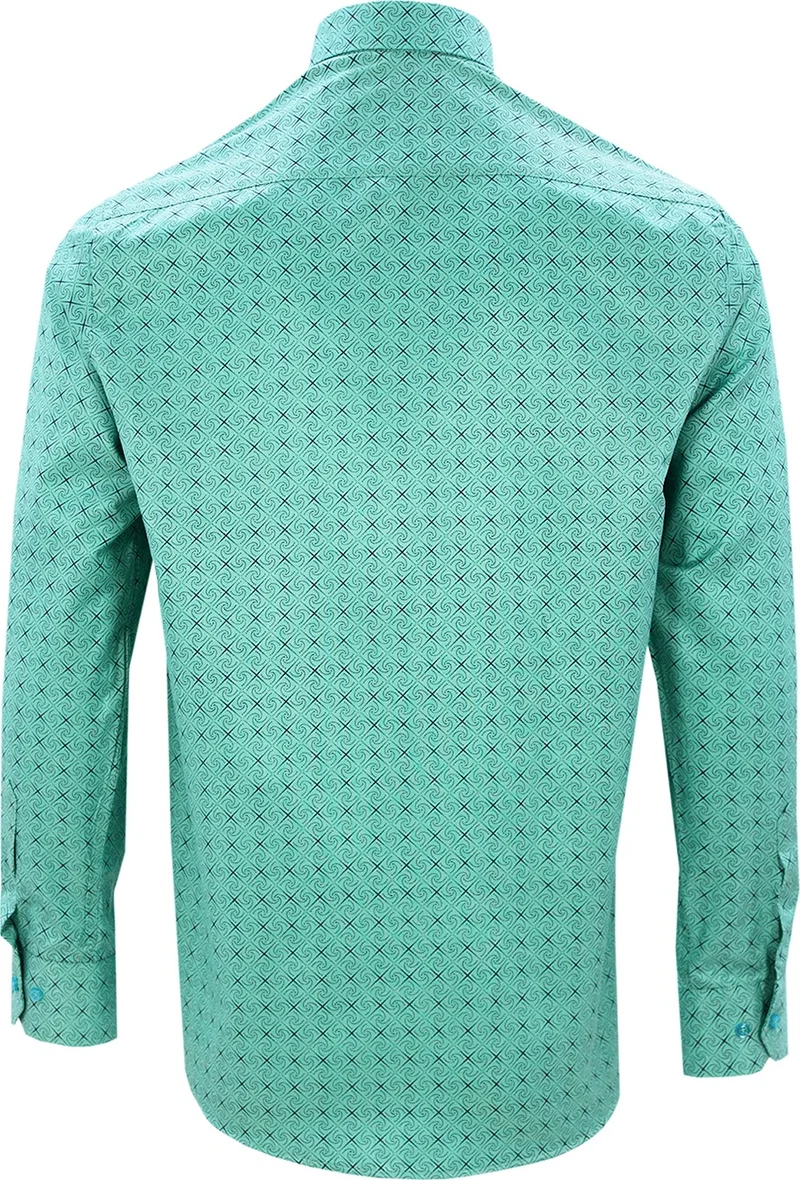 Varetta Men's Green Long Sleeve Digital Printed Classic Cut Shirt with Pocket