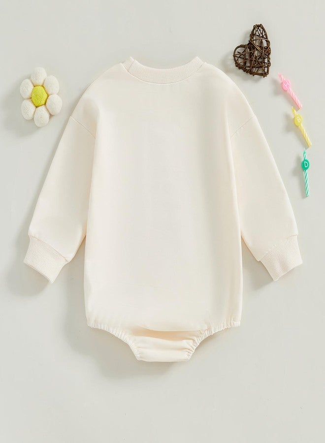 SAYOO First Birthday Girl Outfit Baby Girl in My One Year Old Era Sweatshirt Romper Princess 1 Year Old Birthday Clothes (A Beige, 6-12 Months) - Image 3