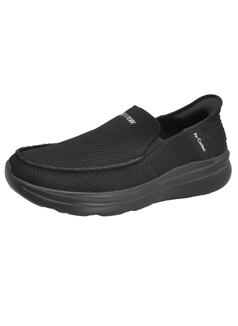 Sky View Athlesiure Men's Loafer Smooth Step Hands Free Slip-ins Loafer Flats Comfortable And Light-Weight Slip On Walking Shoes For Men All Black  - Image 1