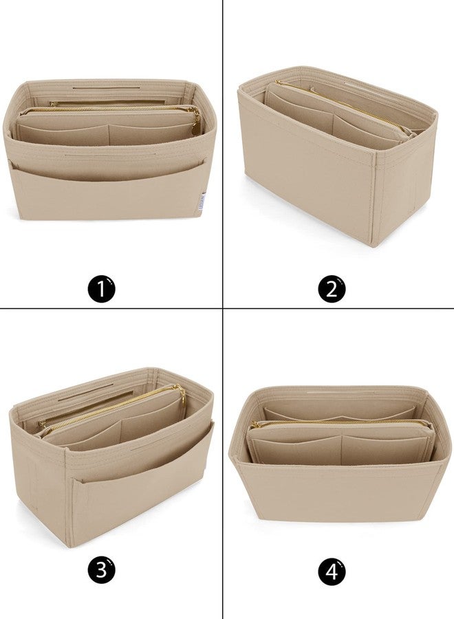 LEXSION Purse Tote Diaper Bag Organizer Lightweight Felt Insert Bag in Bag with Zipper Inner Pocket For Neverfull Speedy 8037 Beige M - Image 2