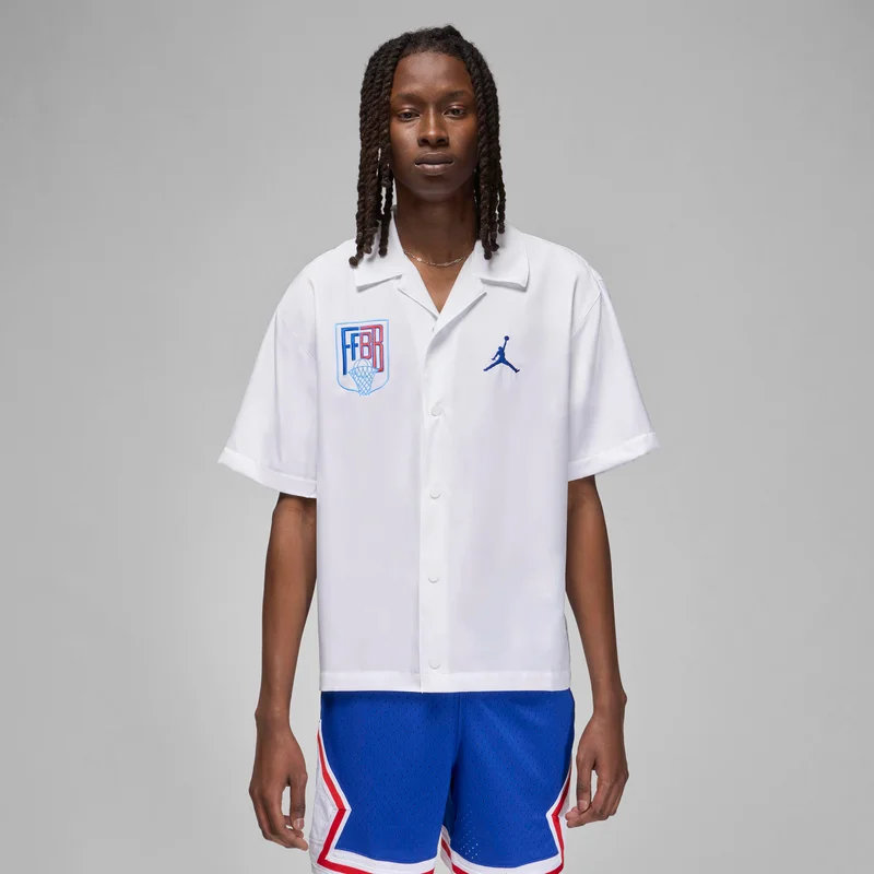 Jordan White Men's Sport x Fédération Française de Basketball Warm-Up Top for Men | Best Price UAE
