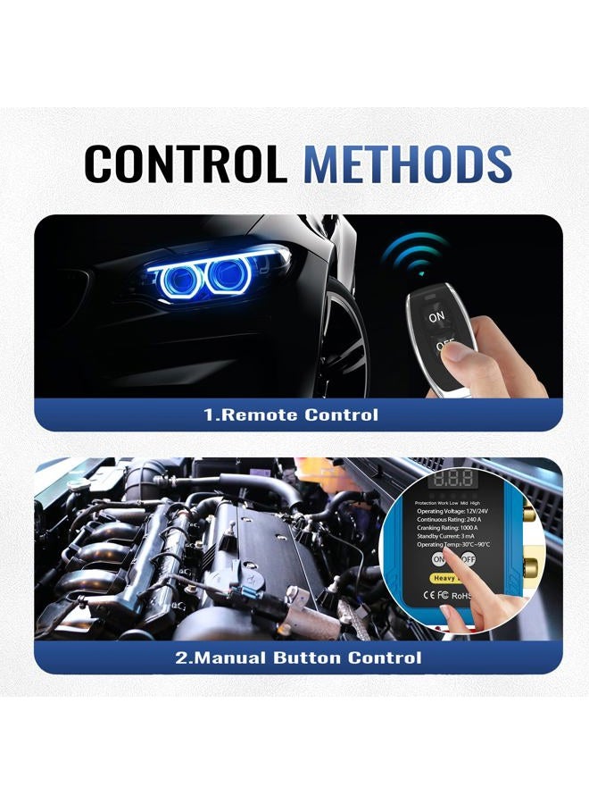 DaierTek 240A Remote Battery Disconnect Switch with Voltage Display 12V/24V Kill Switch with Voltmeter Anti Theft Cut Off Switch for Automotive Car Boat - Image 3