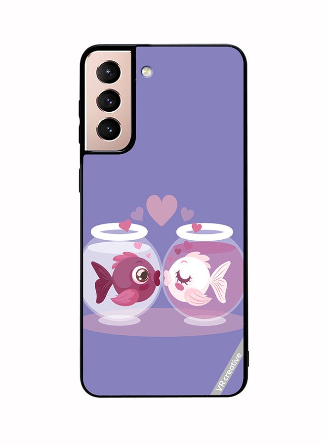 VR CREATIVE Protective Case Cover For Samsung Galaxy S21 5G Love Fish Design Multicolour - Image 1