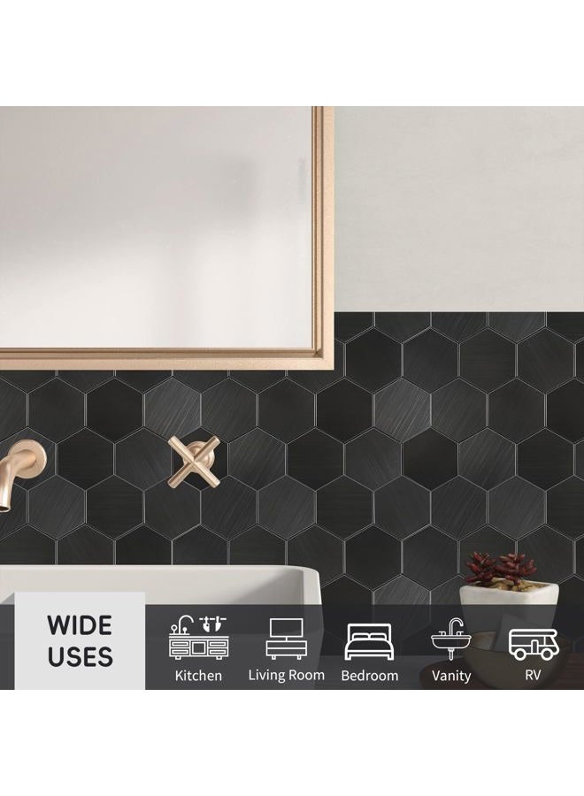 Homeart Peel and Stick Backsplash Hexagon Tile, 12-Sheet Black Hexagon Tiles Mosaic Tile Backsplash for Kitchen Bathroom Fireplace - Image 4