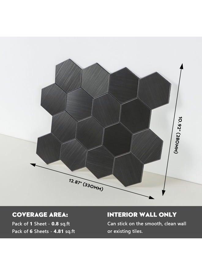 Homeart Peel and Stick Backsplash Hexagon Tile, 12-Sheet Black Hexagon Tiles Mosaic Tile Backsplash for Kitchen Bathroom Fireplace - Image 2