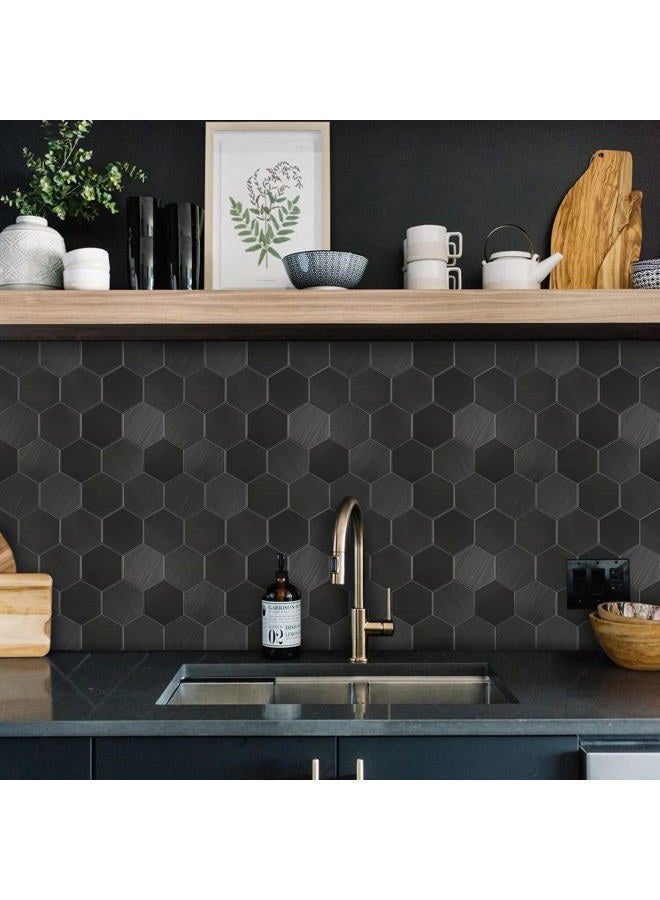 Homeart Peel and Stick Backsplash Hexagon Tile, 12-Sheet Black Hexagon Tiles Mosaic Tile Backsplash for Kitchen Bathroom Fireplace - Image 5