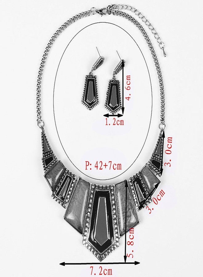 YAZILIND Vintage Ethnic Blue Irregular Bib Collar Earrings Necklace Jewelry Set - Image 5
