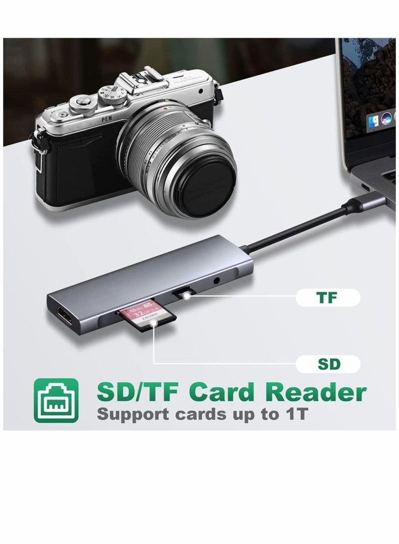 Captaintech USB C Hub Adapter Multiport 9 in 1 Docking Station to HDMI with 3 Port Audio TF/SD Card Reader 100W PD Charger USB-C Compatible for MacBook Laptops Type Devices - Image 5